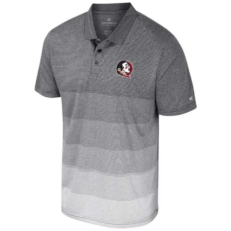 Men's Shirts with Graphic SleevesColosseum Men's Seminole Logo Striped Mesh Polo - Grey