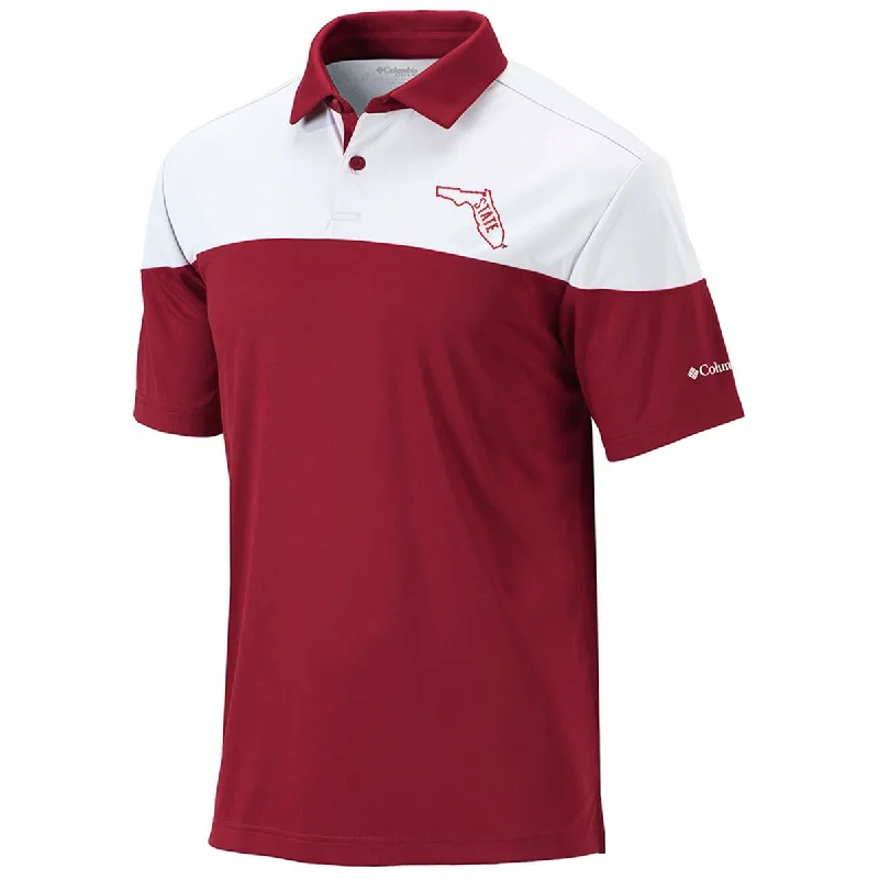 Men's Shirts with Button-Down PocketsColumbia Men's Vault State of Florida Logo Best Ball Performance Polo - White/Cardinal