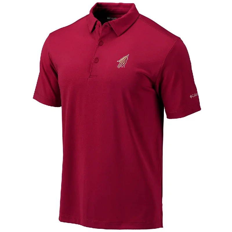 Men's Shirts with Asymmetrical HemlinesColumbia Men's Arrowhead Logo Drive Performance Polo - Garnet