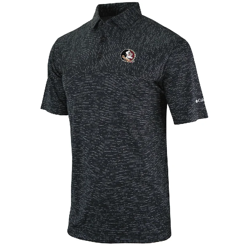 Men's Shirts with Appliqué DetailsColumbia Men's Seminole Logo Heading Out Performance Polo - Black