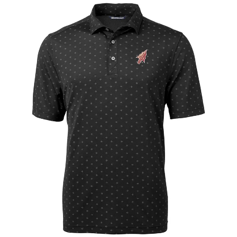 Men's Shirts with Mandarin CollarsCutter & Buck Men's Arrowhead Logo Virtue ECO Tile Print Polo - Black