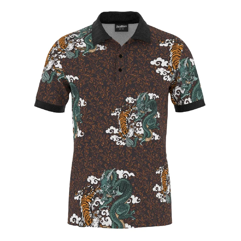 Men's Shirts with Surplice HemlinesDragon & Tiger Polo Shirt