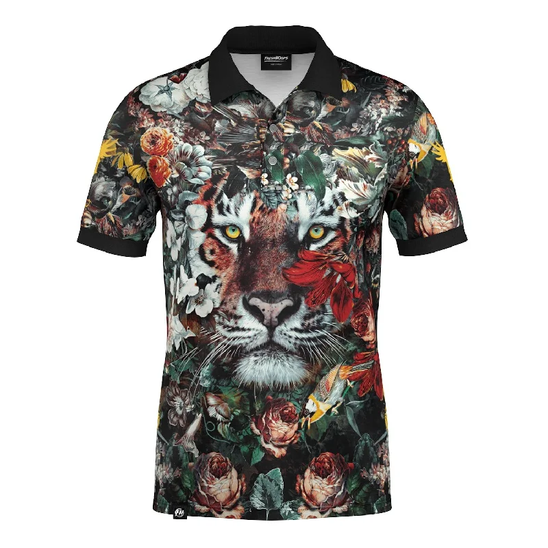 Men's Dressy Shirts for Formal EventsFlower Tiger Polo Shirt