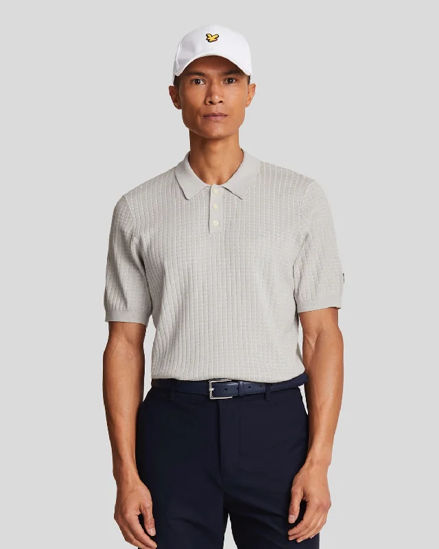 Men's Shirts with Hidden PocketsGolf Knitted Grid Polo Shirt