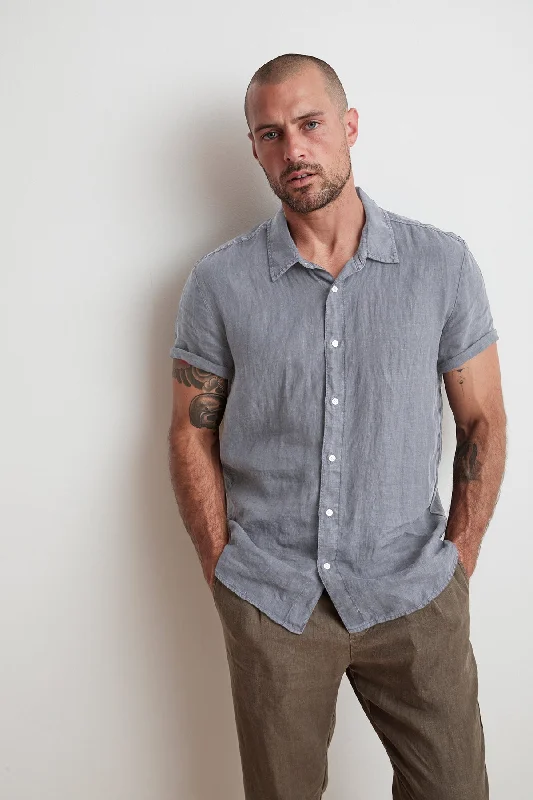 Men's Shirts with Embroidered DesignsMACKIE LINEN BUTTON-UP SHIRT