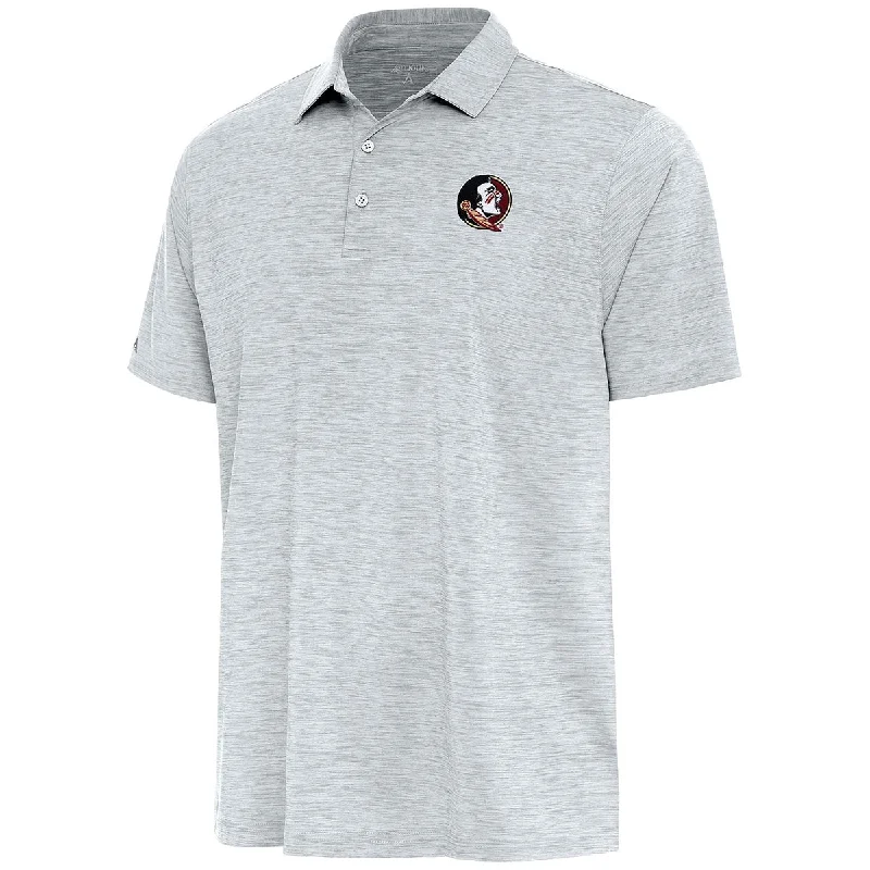 Patterned Men's Hawaiian ShirtsAntigua Men's Seminole Logo Heathered Polo - Heather Grey