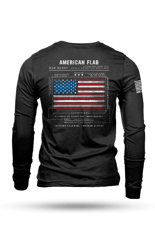 Men's Shirts with Full PlacketsAmerican Flag Schematic - Long Sleeve T-Shirt