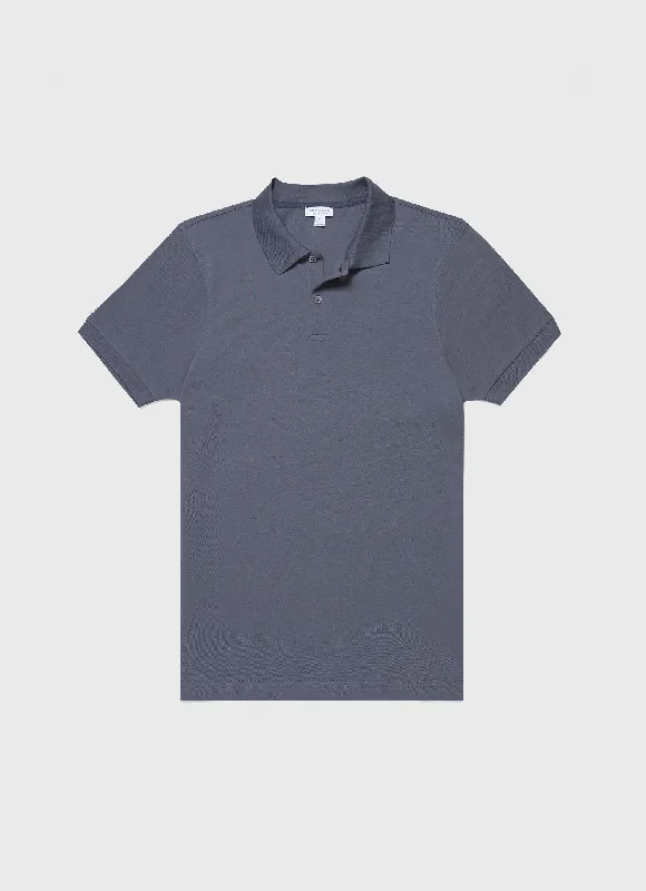 Men's Shirts with Rounded HemlinesMen's Piqué Polo Shirt in Slate Blue