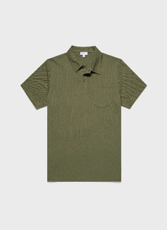 Men's Unique and Designer TopsMen's Riviera Polo Shirt in Moss Green