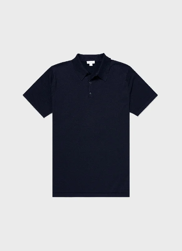 Men's Shirts with Abstract DesignsMen's Sea Island Cotton Polo Shirt in Light Navy