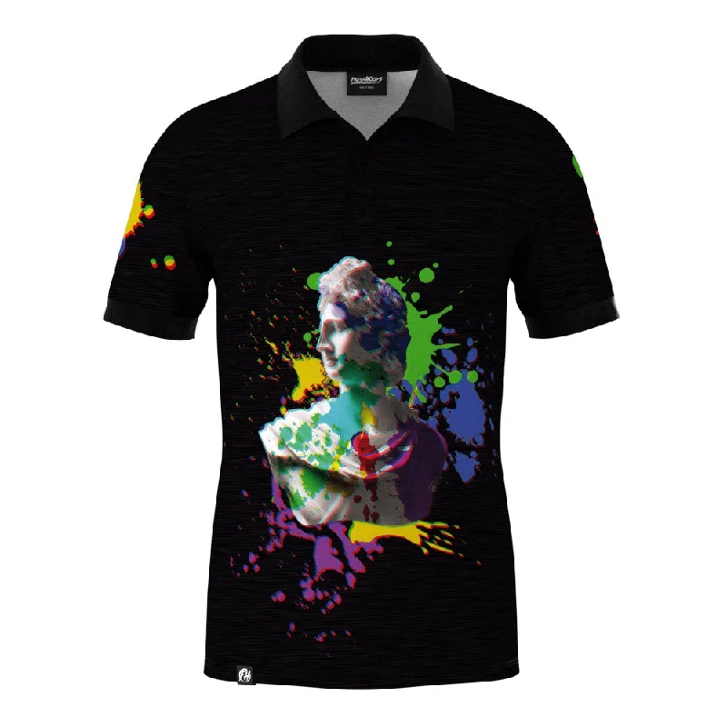 Men's Shirts with Pleated HemlinesPainted Sculpture Polo Shirt