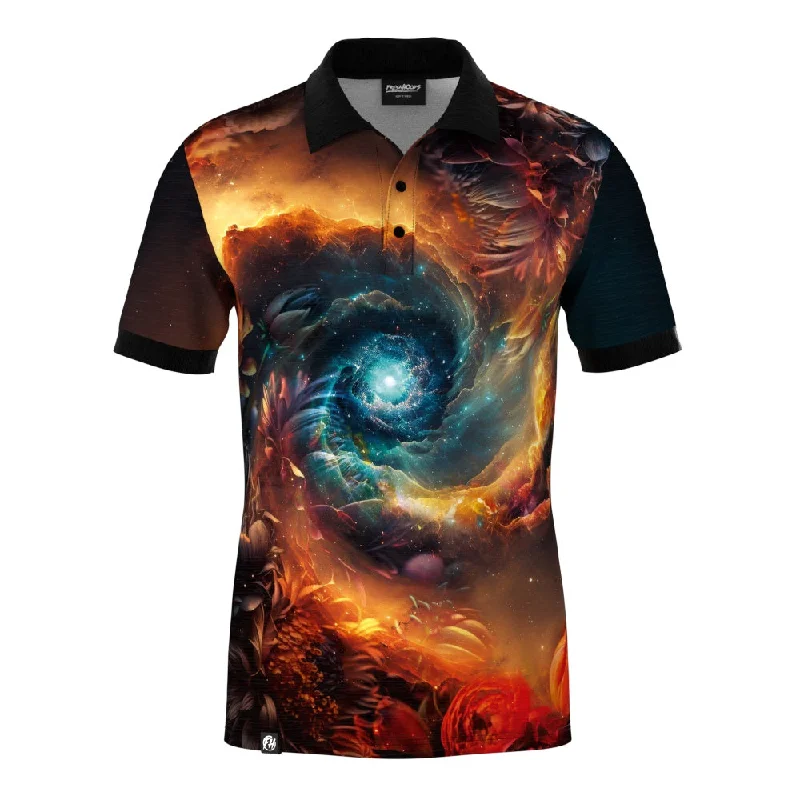 Men's Shirts with Tab CollarsSpace Flower Polo Shirt