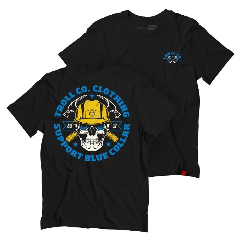 Men's Shirts with Floral PrintsTroll Co. Men's Construction "Support Blue Collar" Short Sleeve T-Shirt