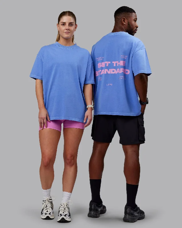 Men's Shirts for CampingUnisex Washed Set The Standard Heavyweight Tee Oversize - Baja Blue-Bubblegum