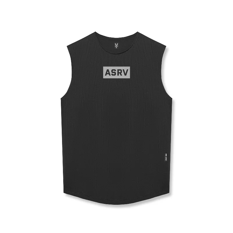 Men's Shirts with Short Plackets0757. AeroSilver® Cutoff Tank - Black "Box Logo"