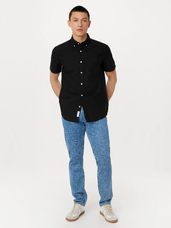 Men's Hawaiian Shirts for a Tropical VibeThe Jasper Short Sleeve Oxford Shirt in Black