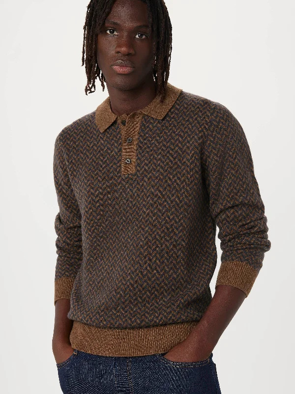 Men's Short-Sleeve Shirts for Warm WeatherThe Yak Wool Polo Sweater in Mustang Brown