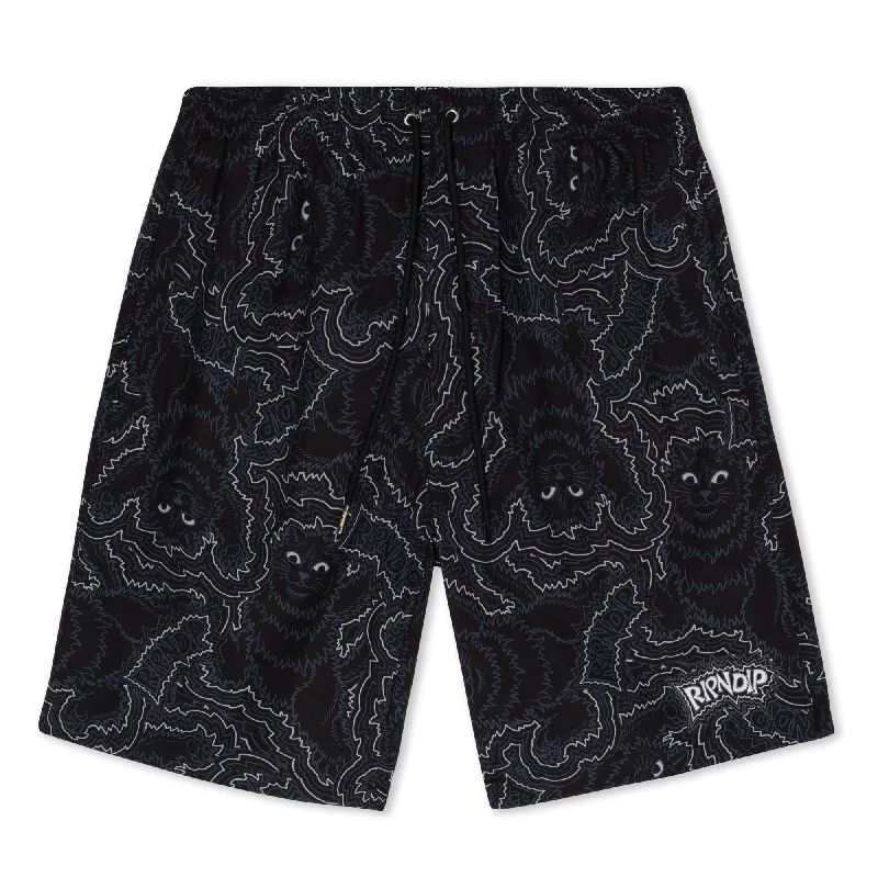 Men's Patterned Pants with Geometric DesignsBig Pussy Energy Swim Shorts (Black)