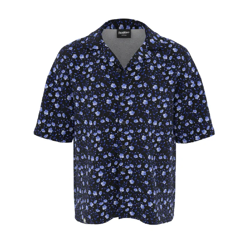 Men's Button-Down Collar Shirts for Staying PolishedBlue Flowers Oversized Button Shirt