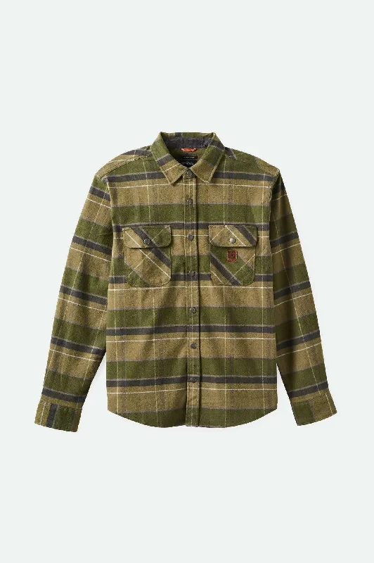 Men's Iron-Free Shirts for Wrinkle-Resistant WearBuilders Bowery Stretch Water Resistant L/S Flannel - Dill/Olive Surplus/Washed Black