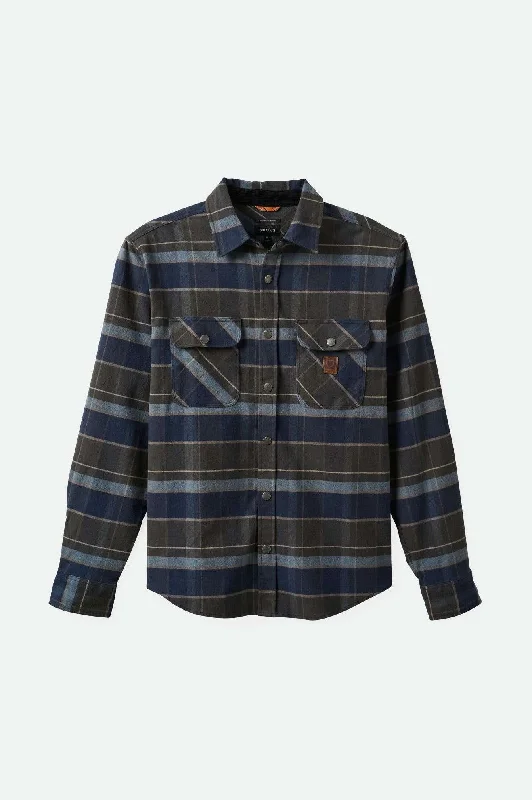 Durable Men's Work ShirtsBuilders Bowery Stretch Water Resistant L/S Flannel - Washed Navy/Black/Coronet Blue