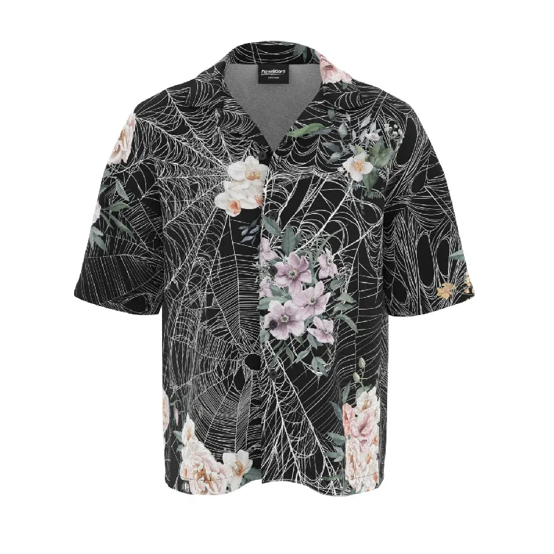 Men's Tailored Shirts for a Sharp AppearanceCobweb Flowers Oversized Button Shirt