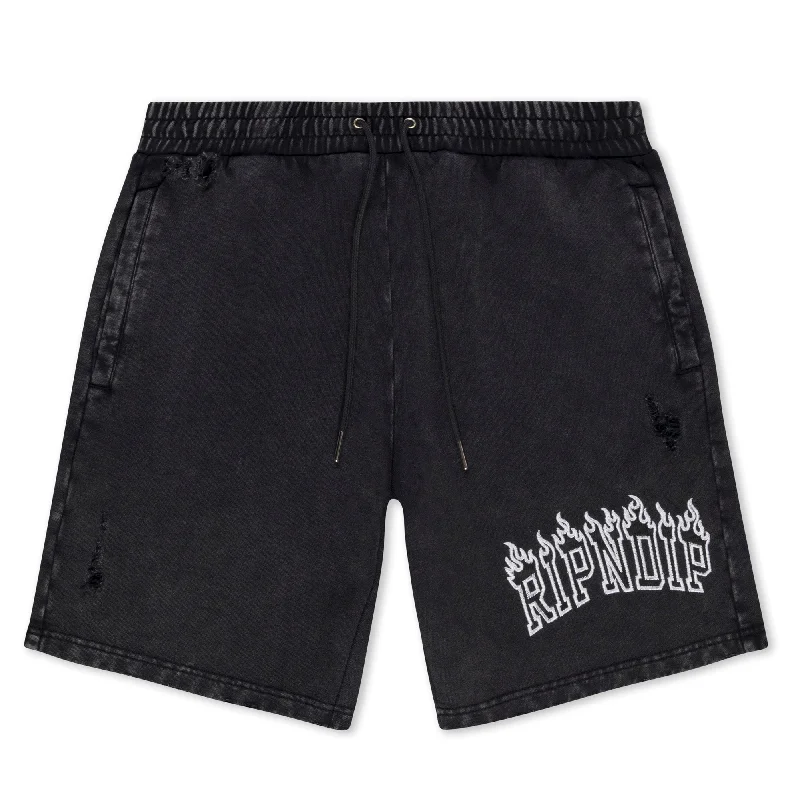 Men's Patterned Pants with ChecksInferno Sweat Shorts (Black Wash)