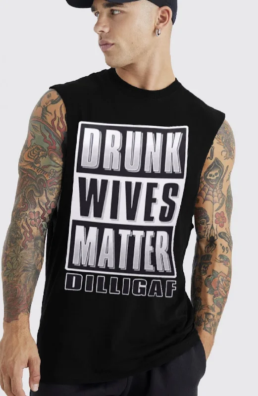 Men's Shirts with Double-Breasted DesignsDrunk wives matter Muscle shirt