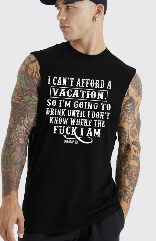 Men's Shirts with Hidden PocketsI Can't Afford a Vacation Muscle Shirt