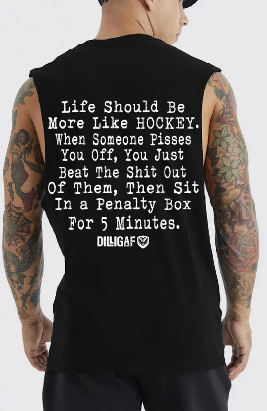 Men's Shirts with Button-Down PocketsLife should be more like hockey Muscle shirt