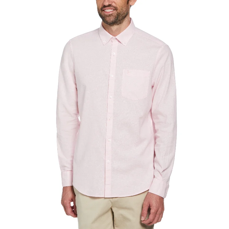 Men's Solid-Colored Shirts for VersatilityLinen Blend Shirt