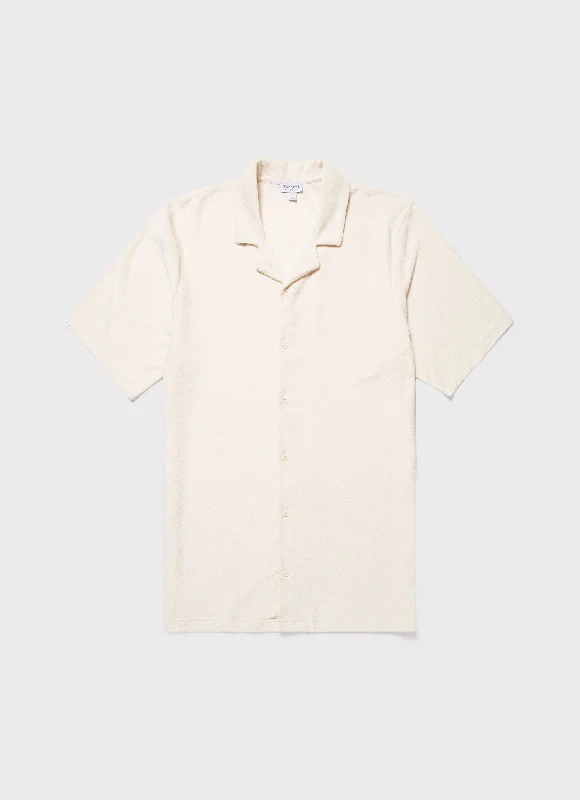 Men's Unique Dress Shirts for a Statement LookMen's Undyed Towelling Camp Collar Shirt in Undyed