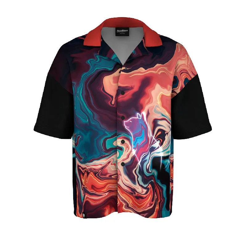 Versatile Men's Short-Sleeve ShirtsNebula Cat Oversized Button Shirt