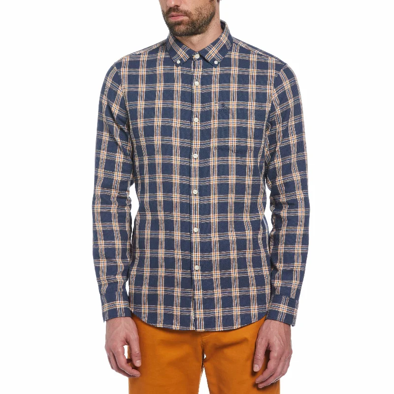 Men's Pocket T-Shirts for Added FunctionalityPlaid Waffle Shirt