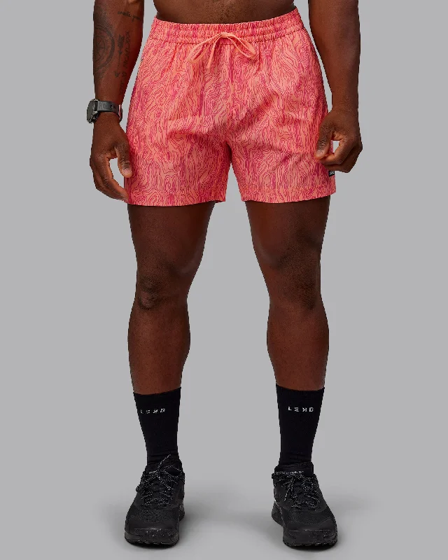 Men's Patterned Pants with Camouflage PrintsRep 5" Performance Shorts - Topographic Mellow Peach-Pink Flash