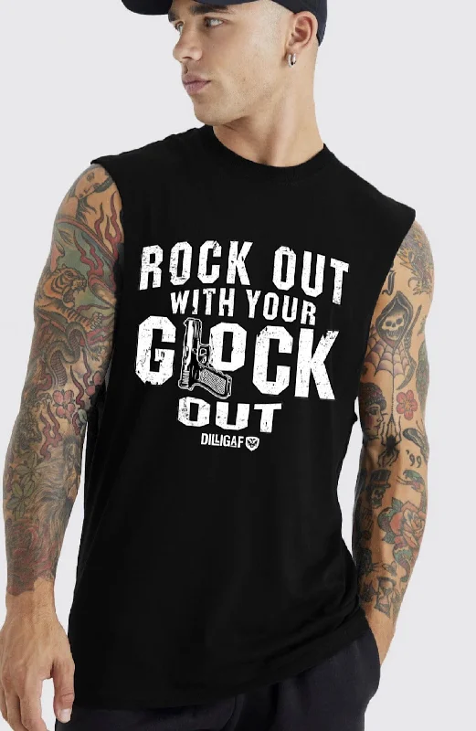 Men's Shirts with Adjustable HemlinesRock Out, Glock Out Muscle Shirt