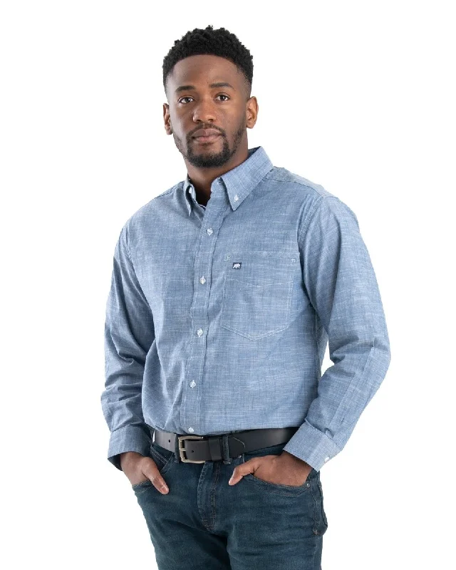 Men's Pattern Mixing Shirts for Creative StyleForeman Flex Long Sleeve Chambray Button Down Work Shirt