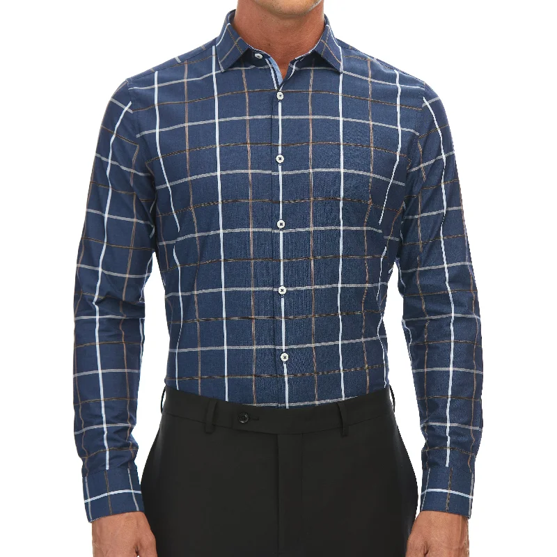 Men's Tennis Shirts for Court ComfortSpace Dye Windowpane Button Down