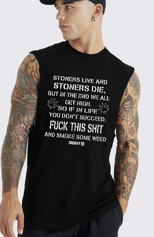 Men's Shirts with Lace-Up HemlinesStoners Live and Stoners Die Muscle Shirt