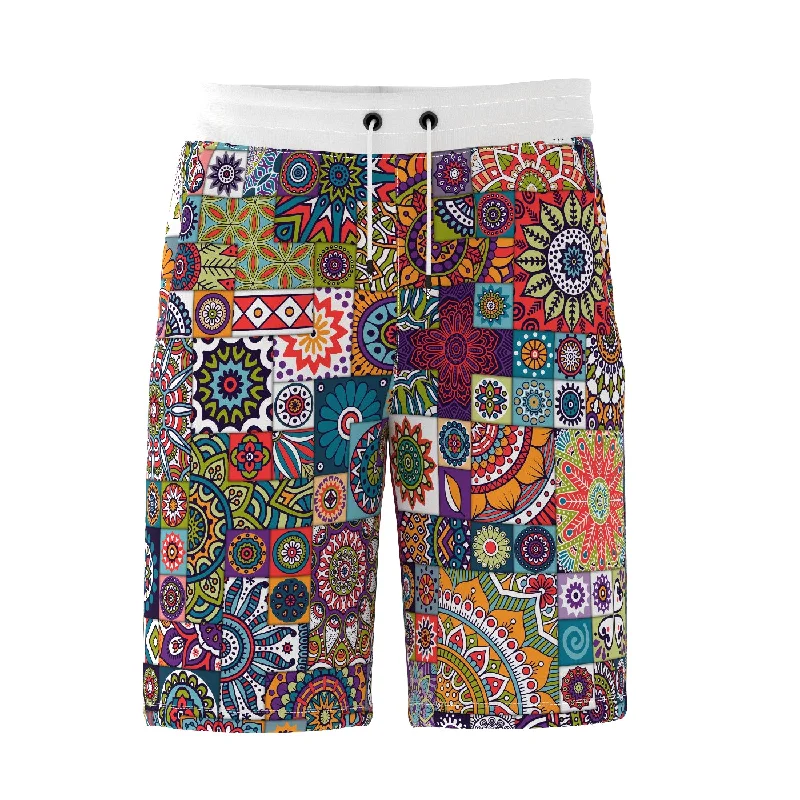 Men's Pants with Ripped and Distressed DetailsTribal Mosaic Shorts