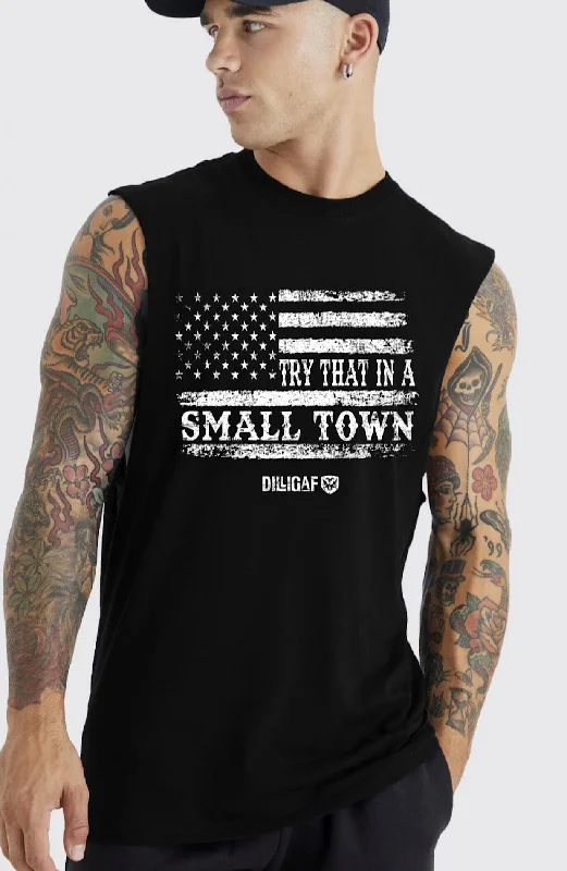 Men's Shirts with Geometric PatternsTry That In A Small Town Flag Muscle