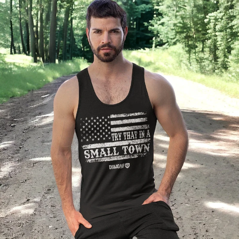 Men's Three-Quarter Sleeved TopsTry That In A Small Town Flag Tank