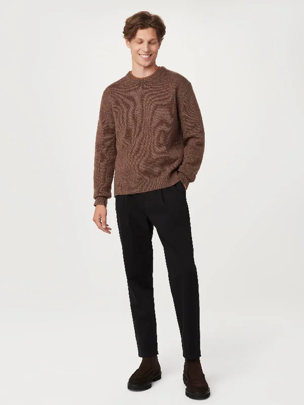 Men's Sweaters with Fold-Over CuffsThe Lambswool Sweater in Brown