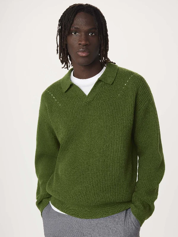 Men's Sweaters for Outdoor ActivitiesThe Lambswool Johnny Collar Sweater in Green