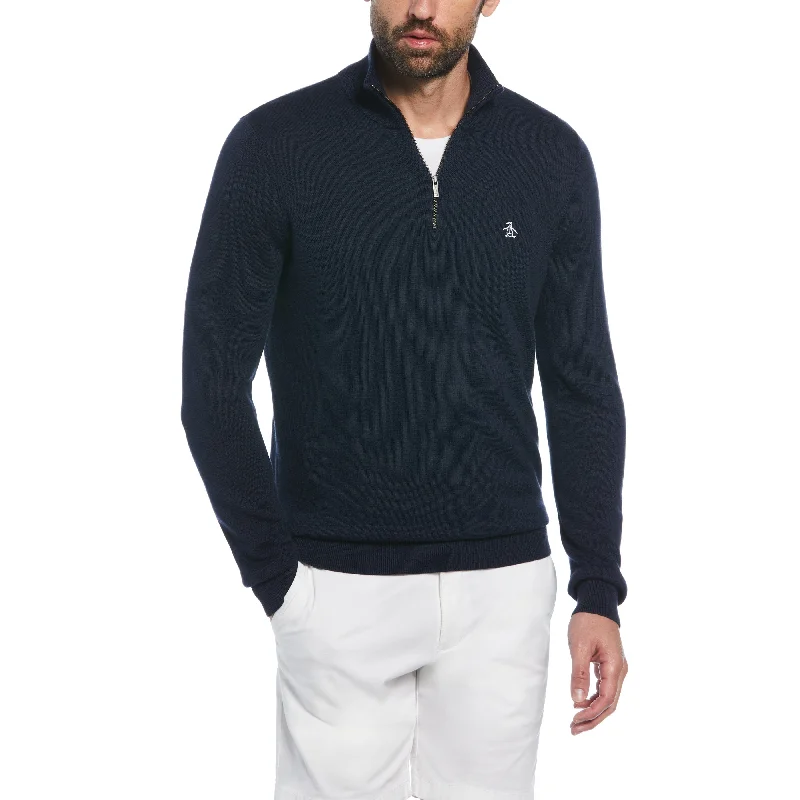 Men's Sweaters for Casual Occasions1/4 Zip Cotton Jersey Sweater