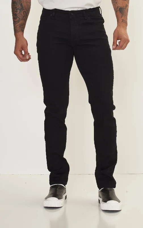 High-Quality Ripped Men's JeansFitted Tapered Jeans - Black