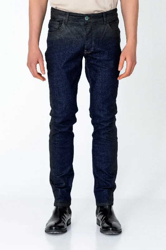 Relaxed-Fit Men's JeansSide Waxed Tapered Jeans - Navy