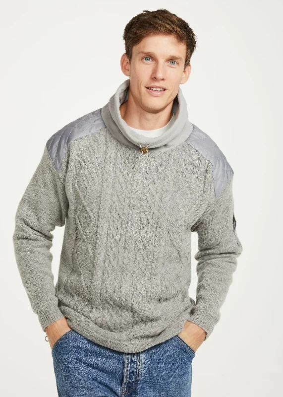 Men's Sweaters with Zip-Up CollarsAran Diamond Knit Sweater | Grey