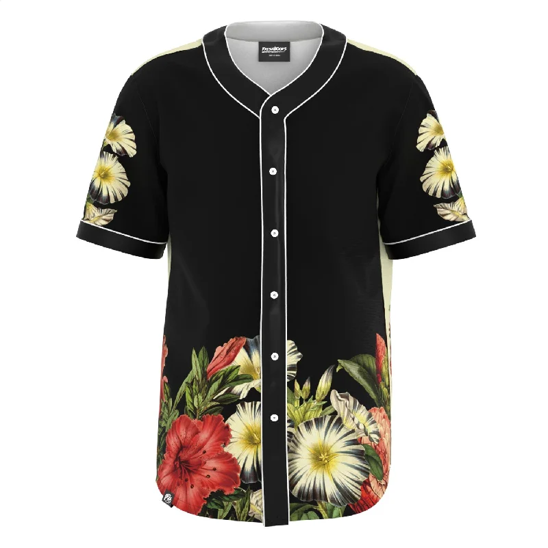 Patterned Men's Hawaiian ShirtsBlack Cat Vintage Flowers Jersey