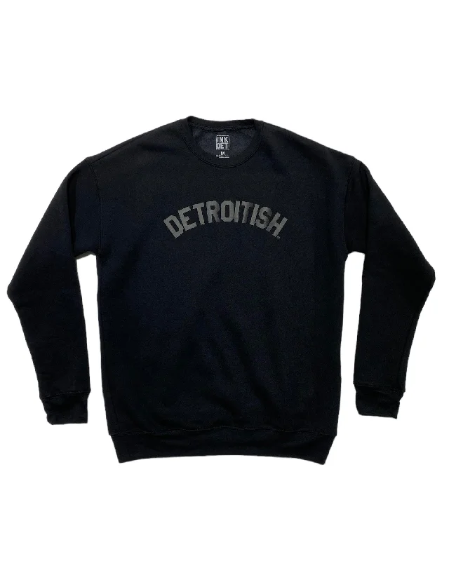 Men's Hoodies for LayeringInk Detroit Detroitish Crewneck Sweatshirt - Black on Black